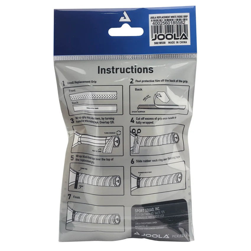 JOOLA REPLACEMENTE WHITE RIDGE GRIP (2 PACK)