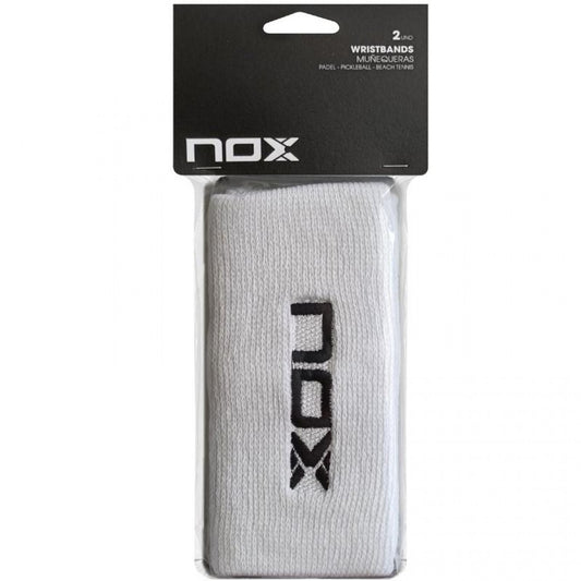 WRISTBAND NOX LONG WHITE WITH BLACK LOGO 2 UNITS